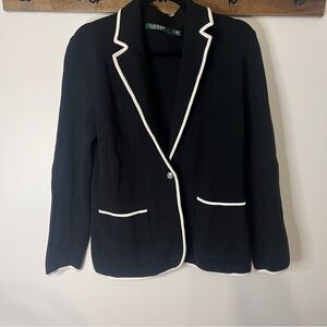 Ralph Lauren Black Blazer with White Piping